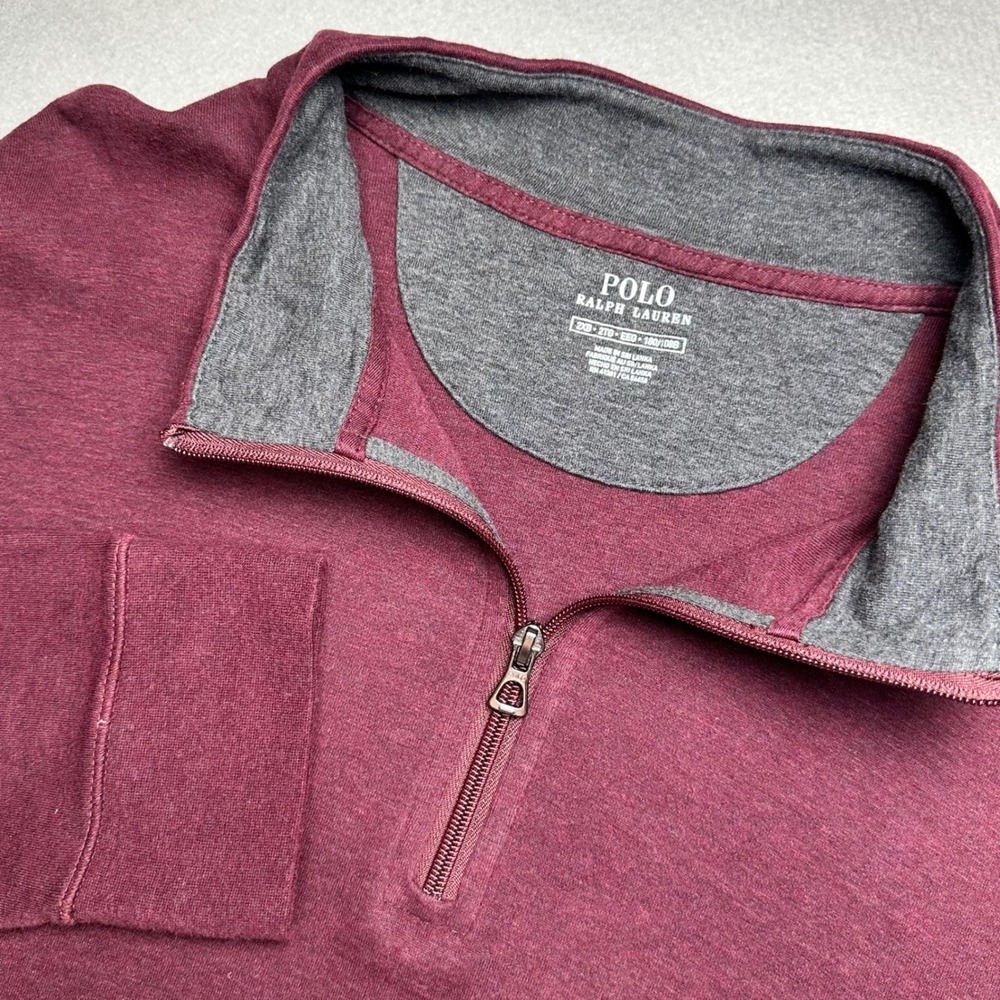 Polo Ralph Lauren Quarter Zip Men 2XB Burgundy Heather Pony Logo Pullover
